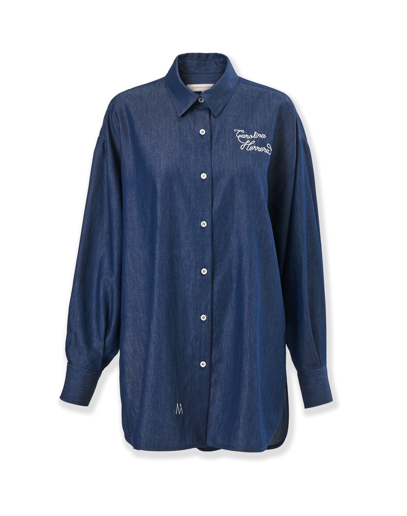 Long Sleeve Oversized Button Down Top With Embroidery