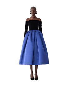 Off Shoulder Long Sleeve Midi Dress