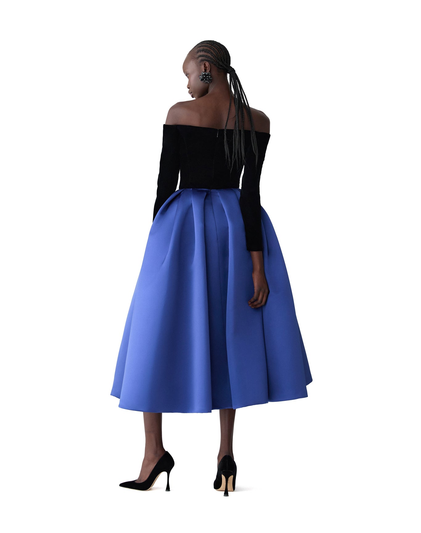 Off Shoulder Long Sleeve Midi Dress