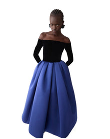 Off Shoulder Long Sleeve Midi Dress