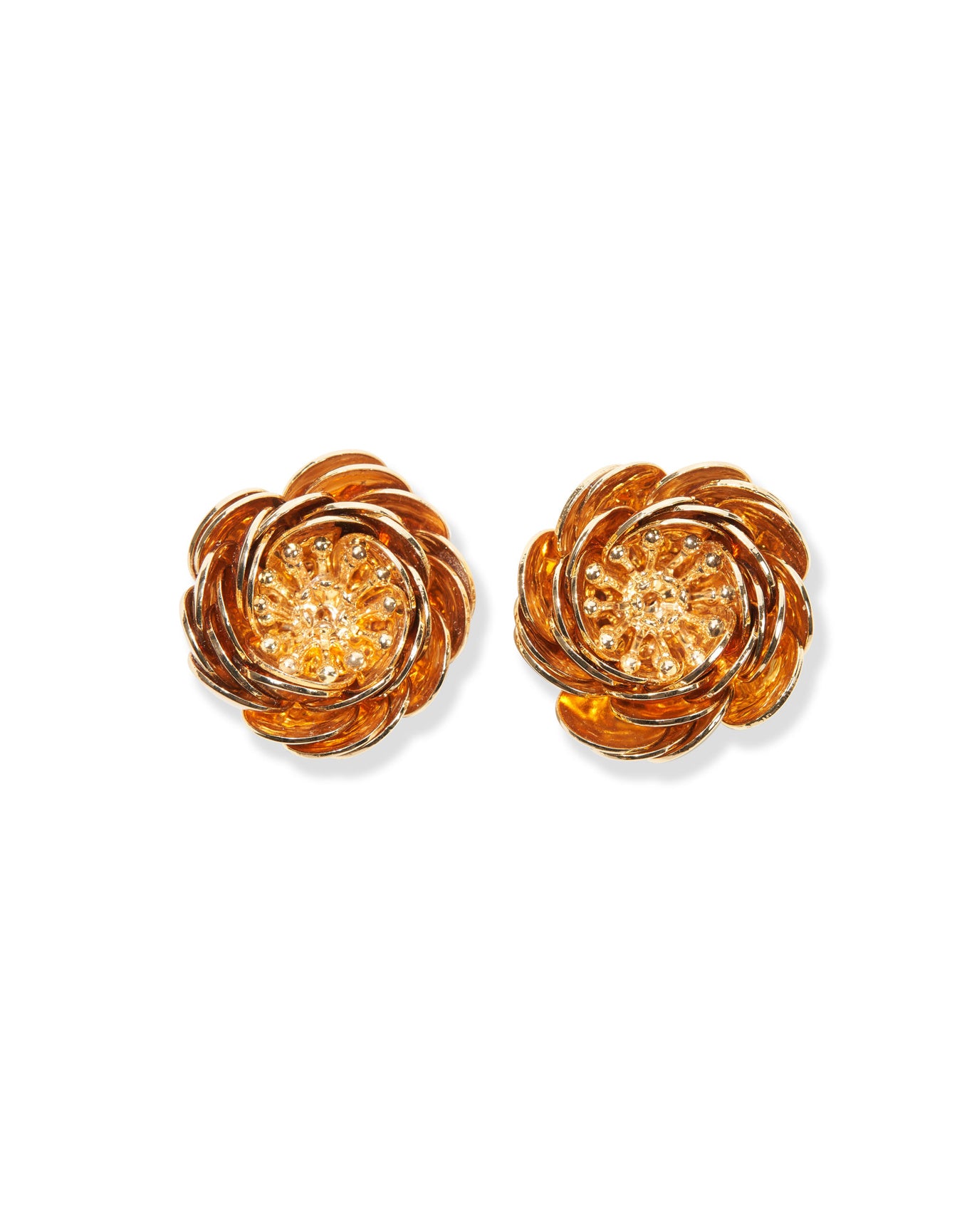Metal Multi Petals Flower Earrings | Gold
