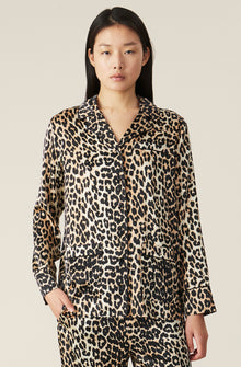 Silk Satin Shirt | Leopard