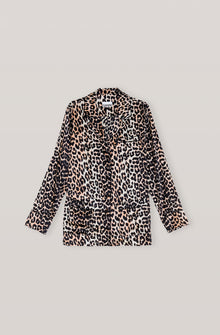 Silk Satin Shirt | Leopard
