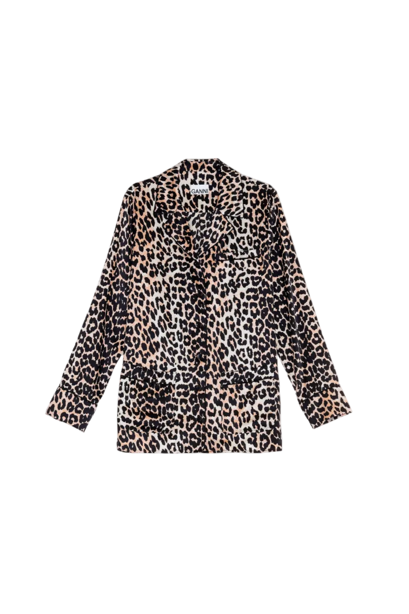 Silk Satin Shirt | Leopard