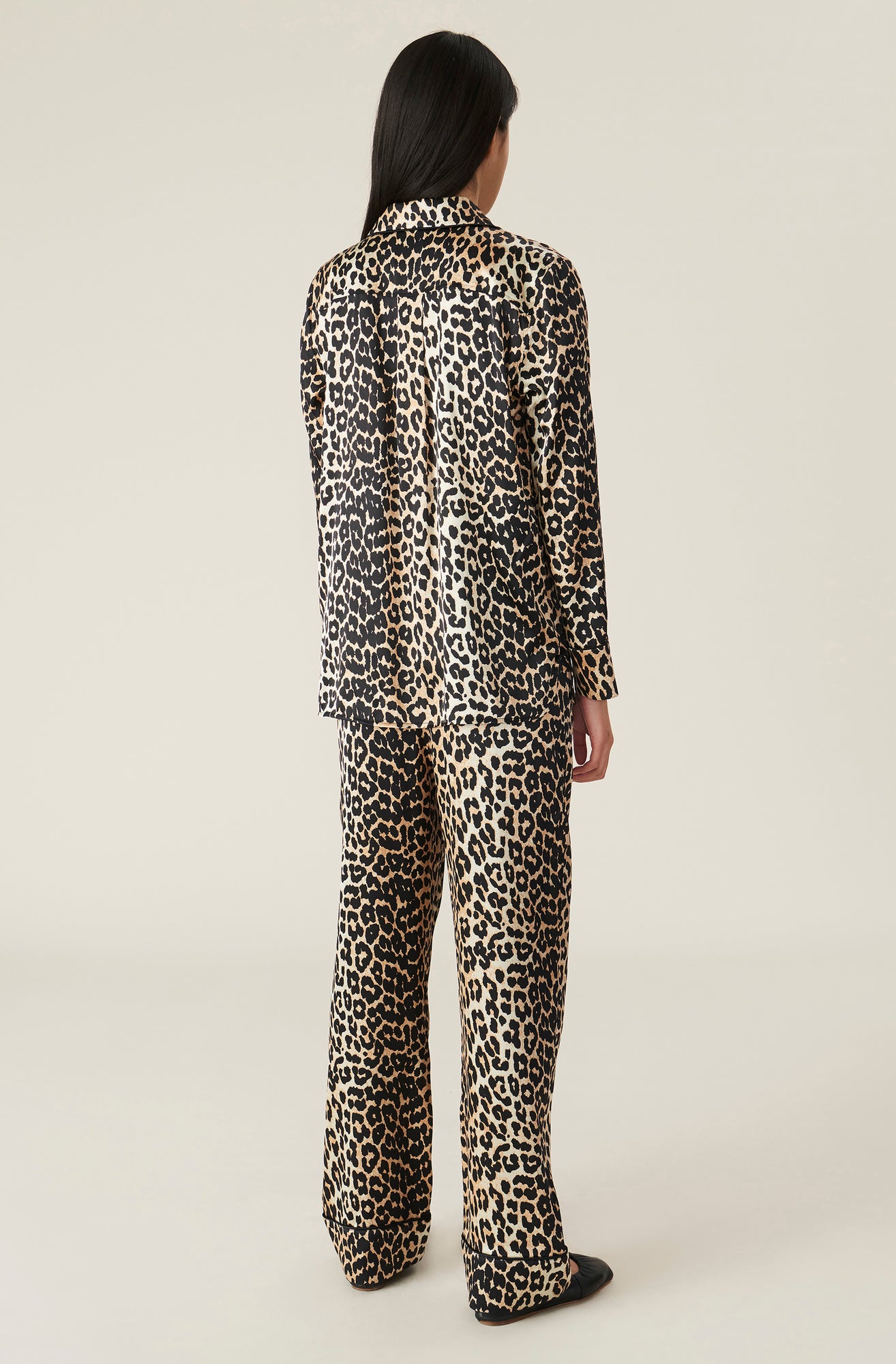 Silk Satin Shirt | Leopard