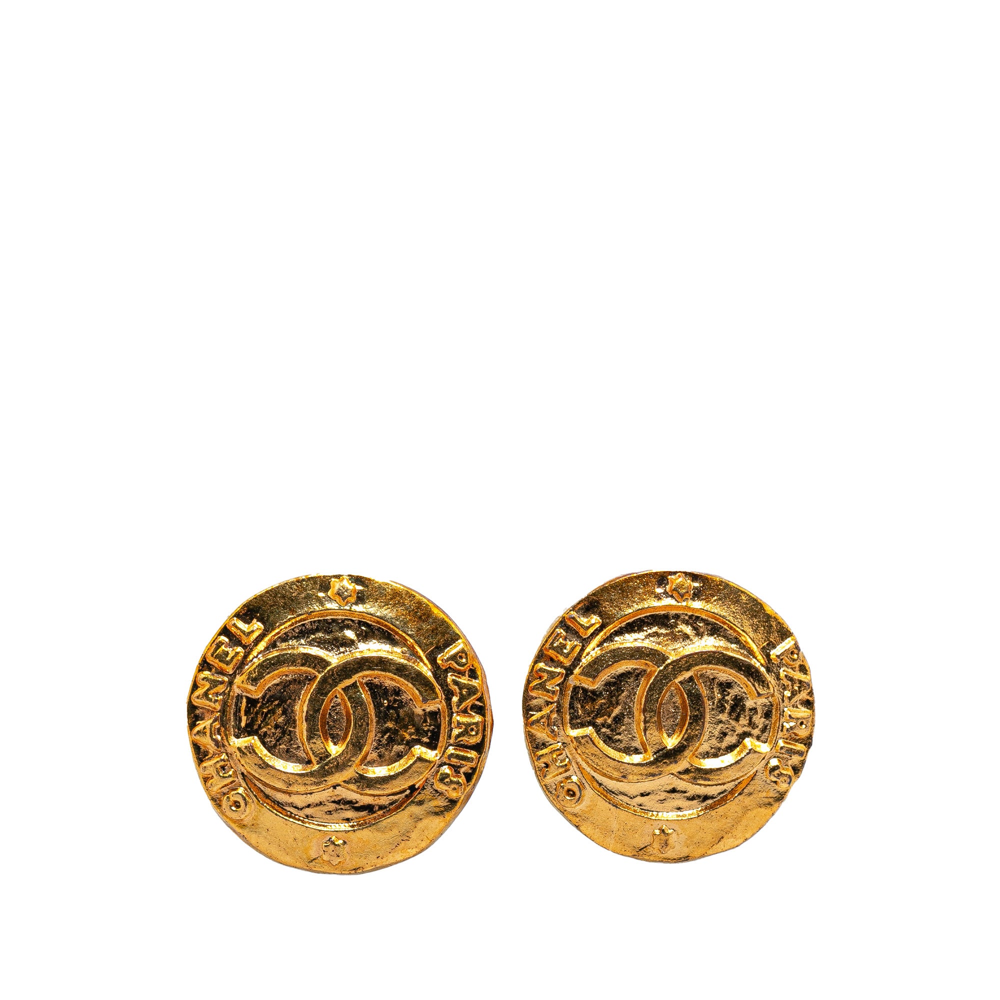 Chanel | Pre-Owned Gold Plated CC Round Clip On Earrings - III | Gold
