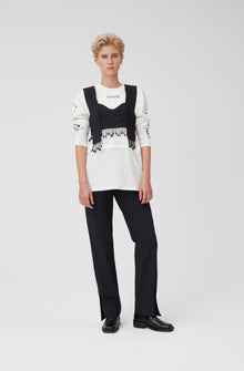 Stretch Stripe Beaded Fringes Panel Strap Top | Sky Captain