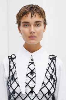 Beaded Netting Crop Top | Black