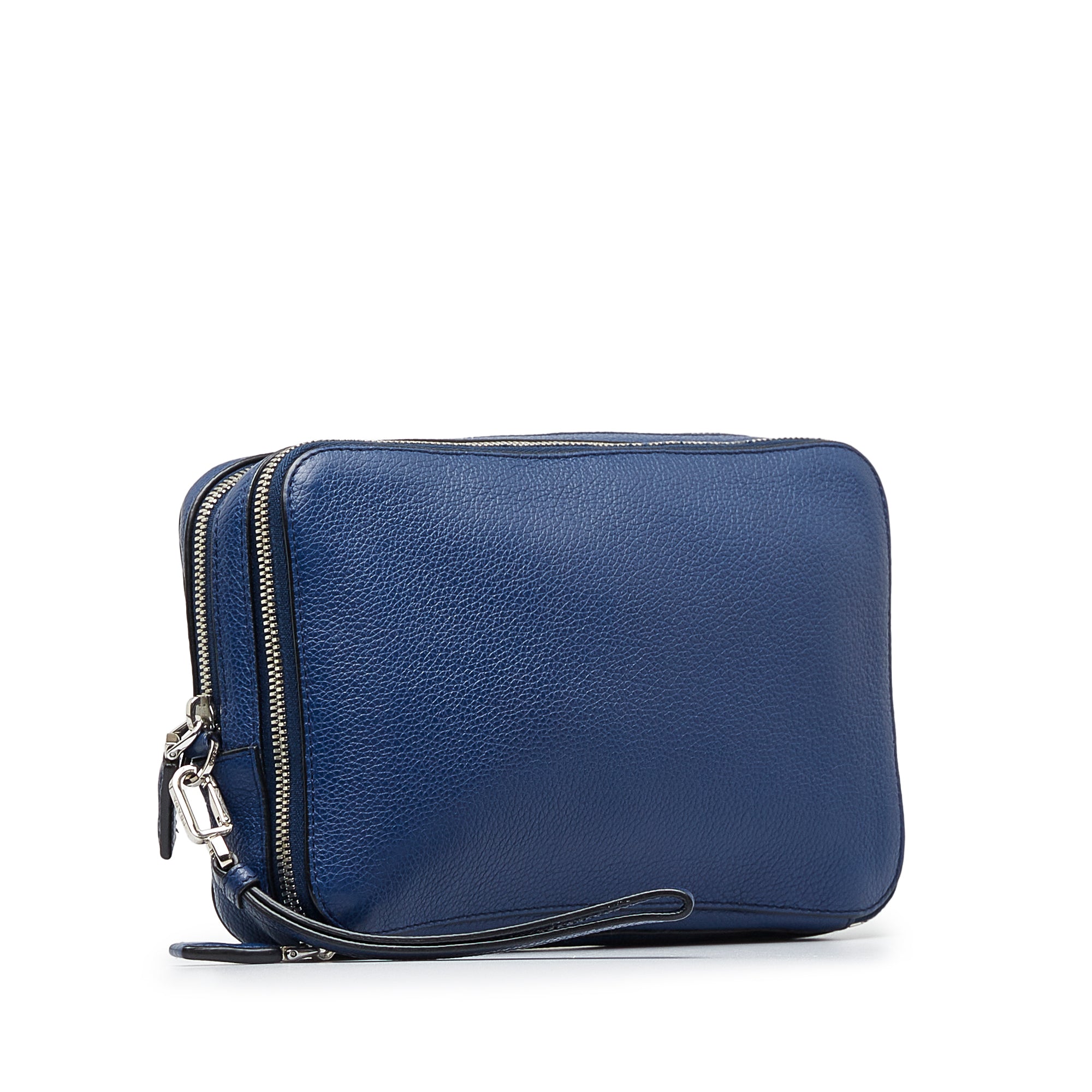 Prada | Pre-Owned Vitello Daino Clutch Bag | Blue
