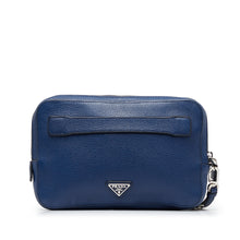 Prada | Pre-Owned Vitello Daino Clutch Bag | Blue