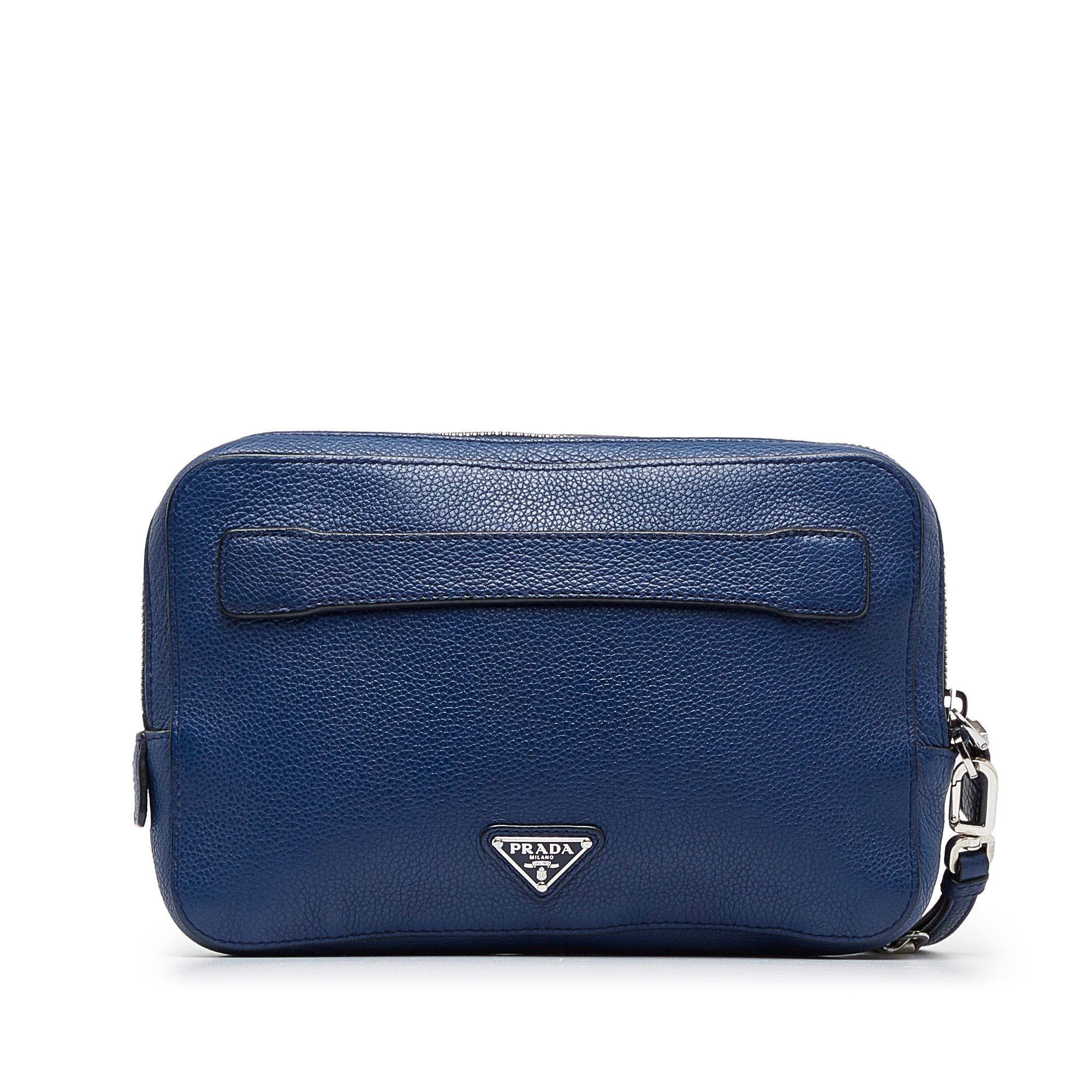 Prada | Pre-Owned Vitello Daino Clutch Bag | Blue
