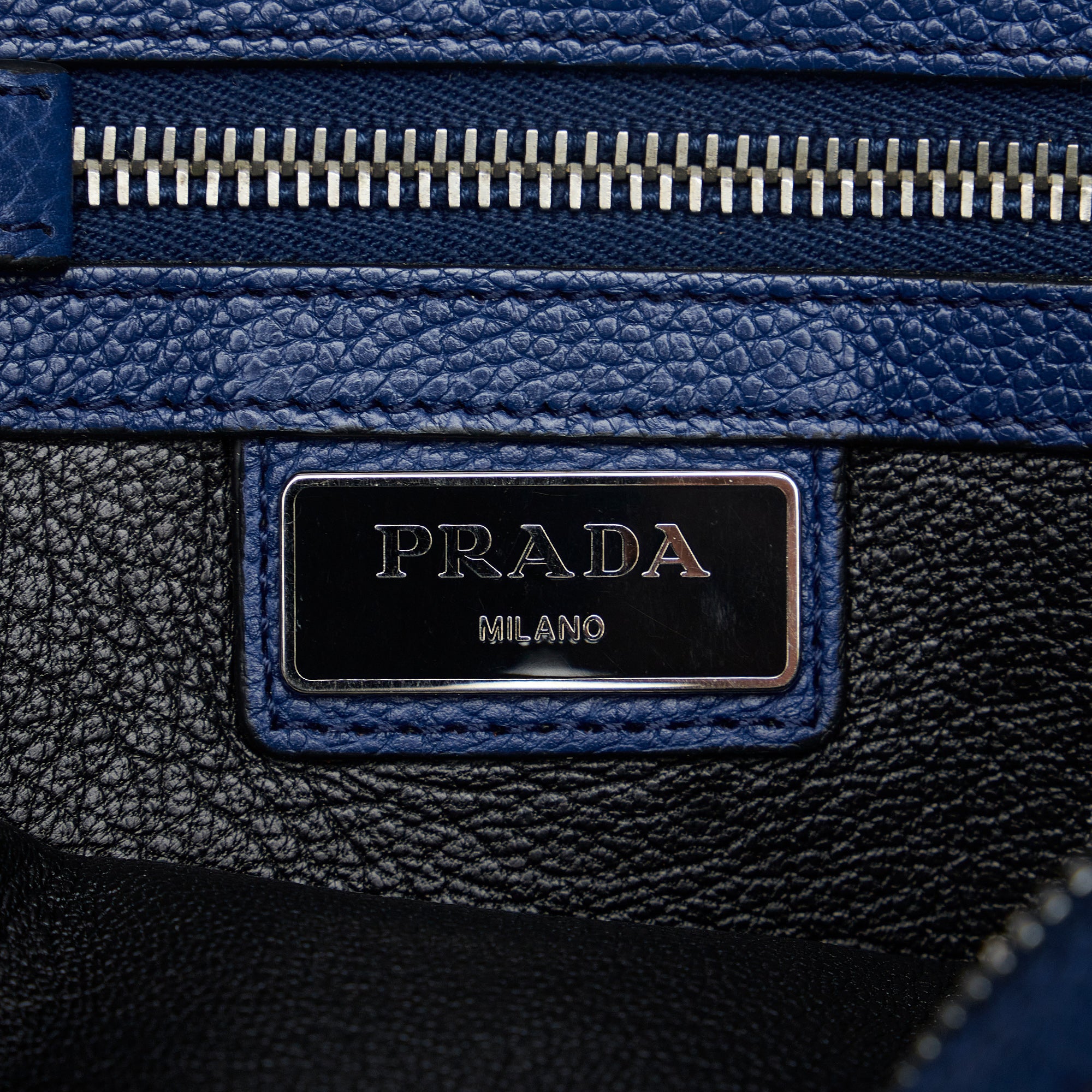 Prada | Pre-Owned Vitello Daino Clutch Bag | Blue
