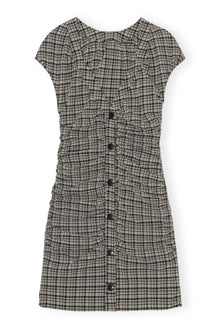 Stretch Seersucker Open Back Mini Dress | Mini Check Black