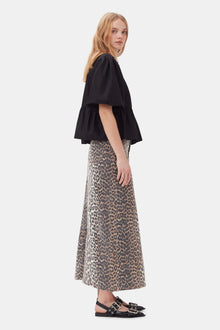 Cotton Poplin Peplum Tie Blouse | Black