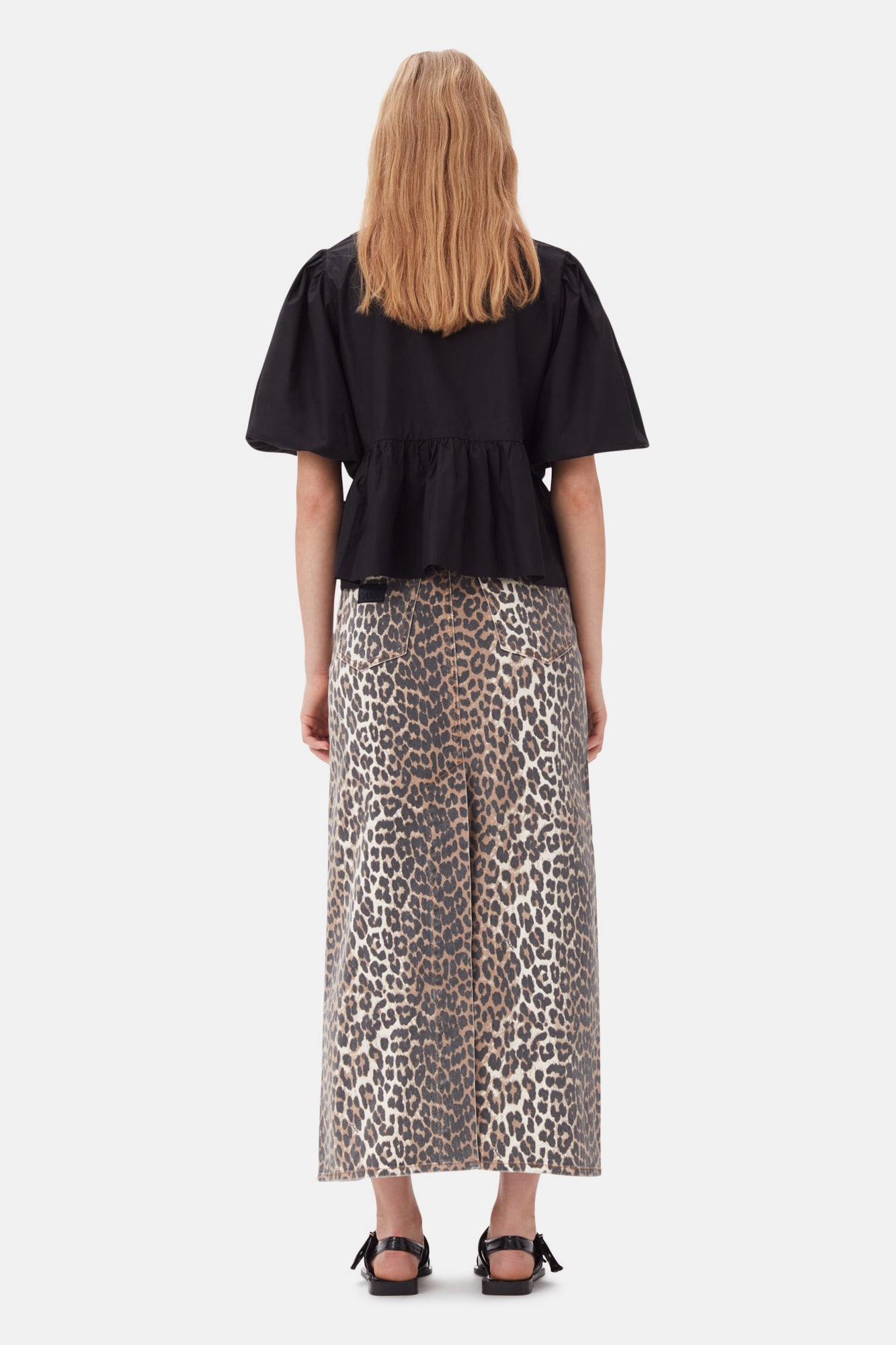 Cotton Poplin Peplum Tie Blouse | Black