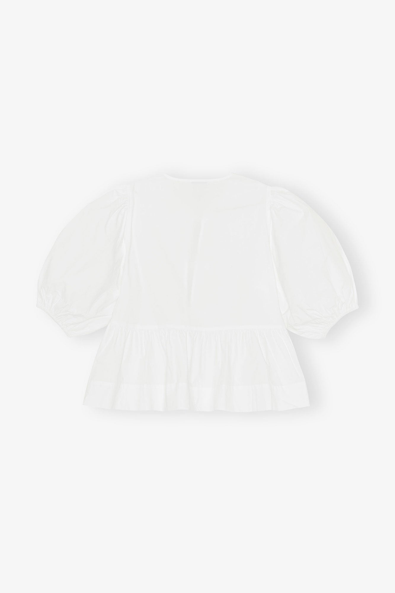 Cotton Poplin Peplum Tie Blouse | Bright White