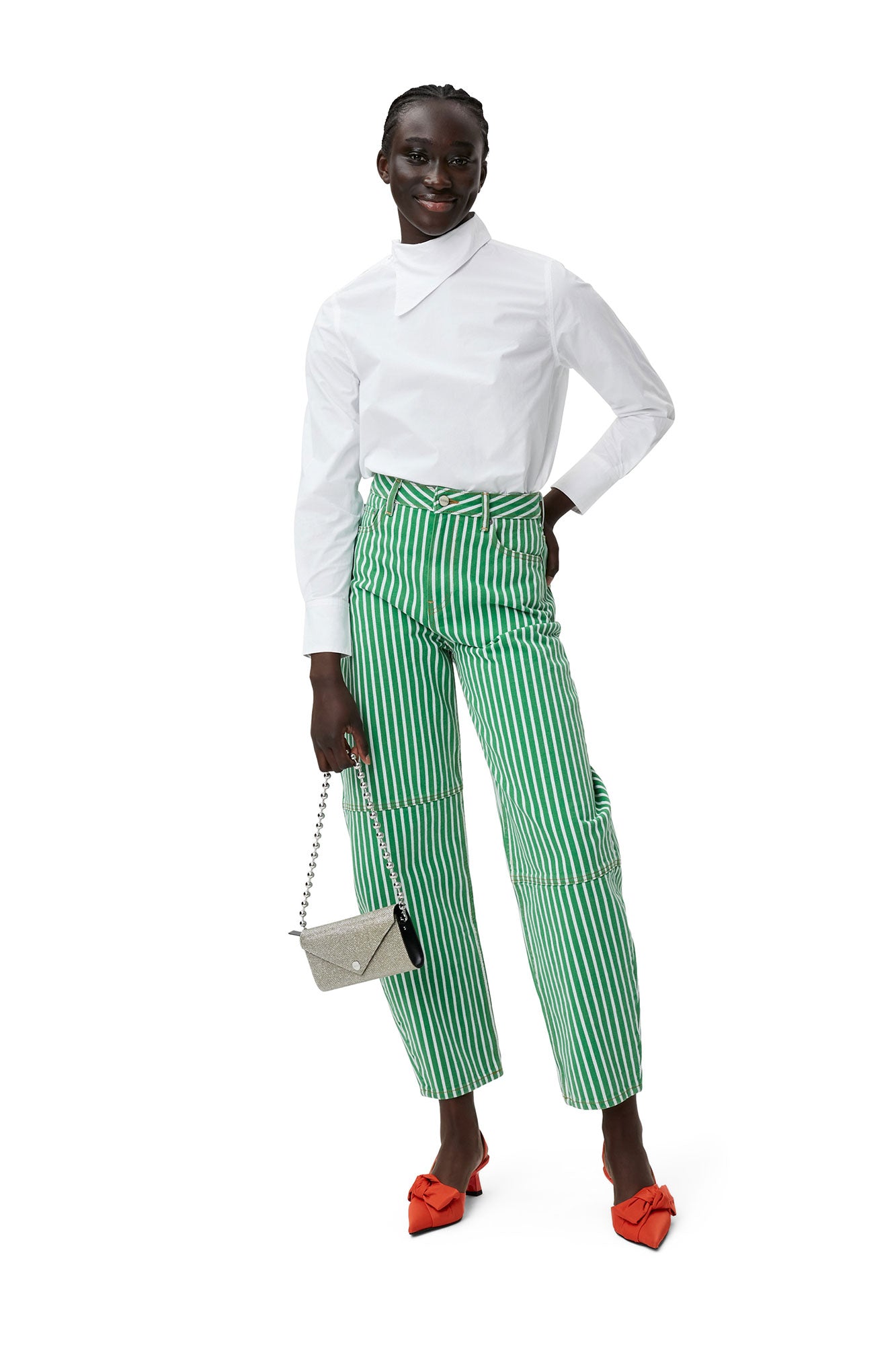 Cotton Poplin Asymmetrical Collar Shirt | Bright White