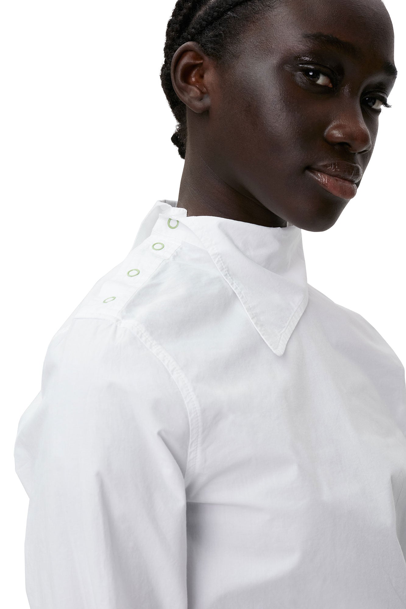 Cotton Poplin Asymmetrical Collar Shirt | Bright White
