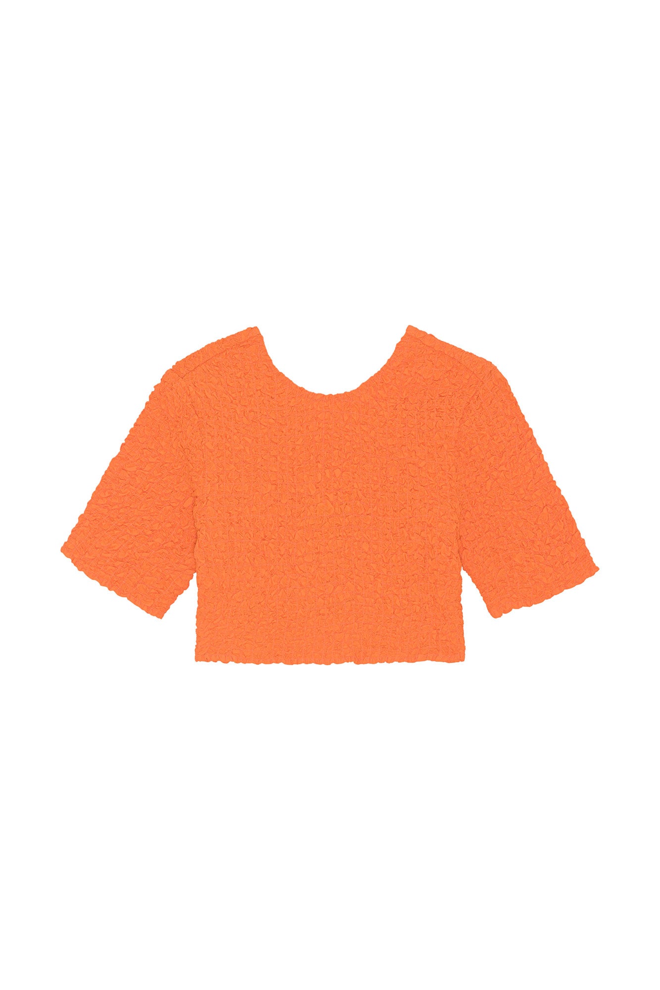 Cotton Poplin Cropped Smock Top | Vibrant Orange