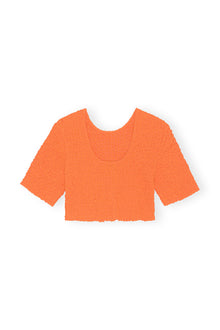 Cotton Poplin Cropped Smock Top | Vibrant Orange