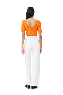 Cotton Poplin Cropped Smock Top | Vibrant Orange