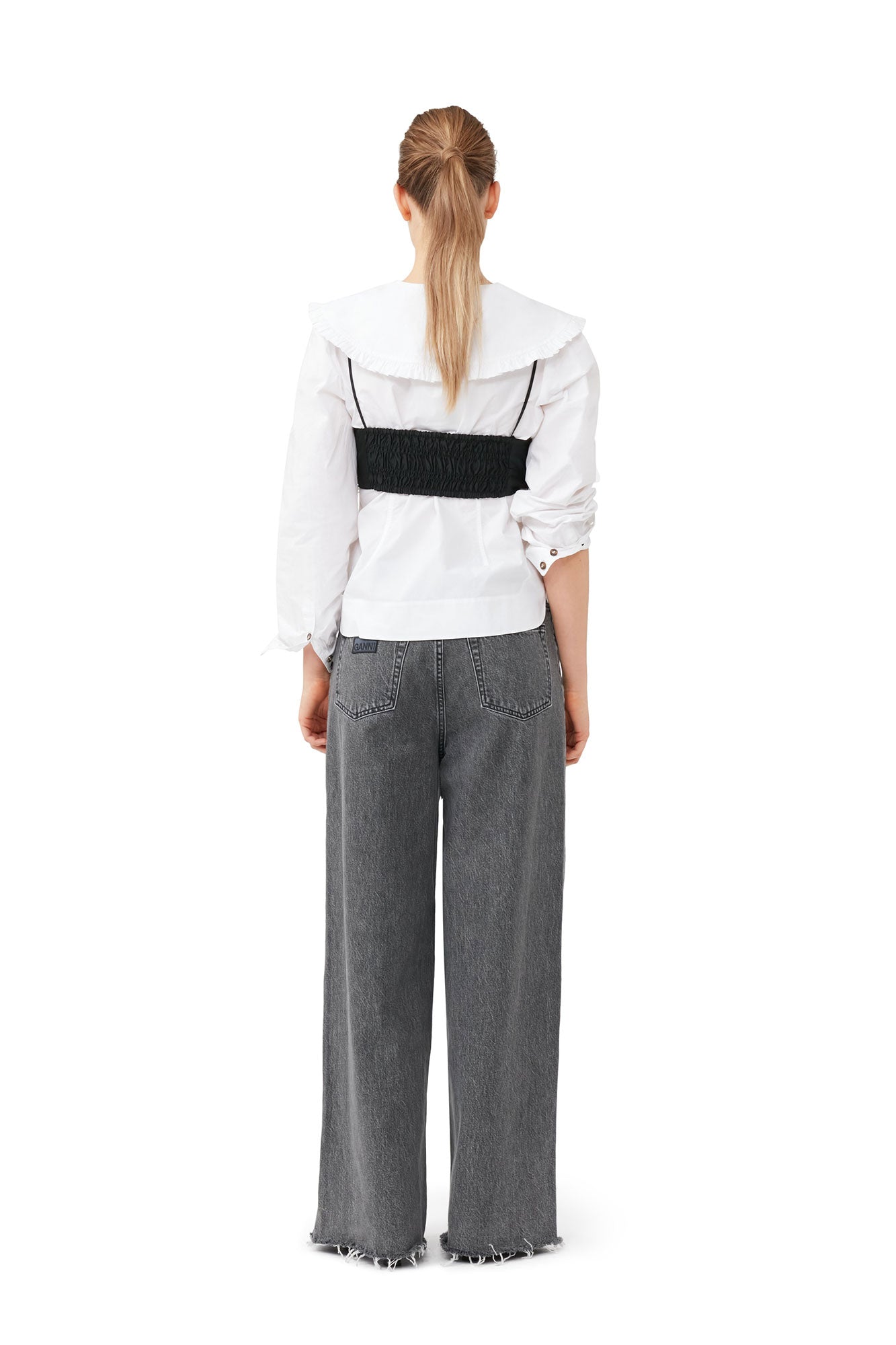 Beaded Taffeta Top | Black