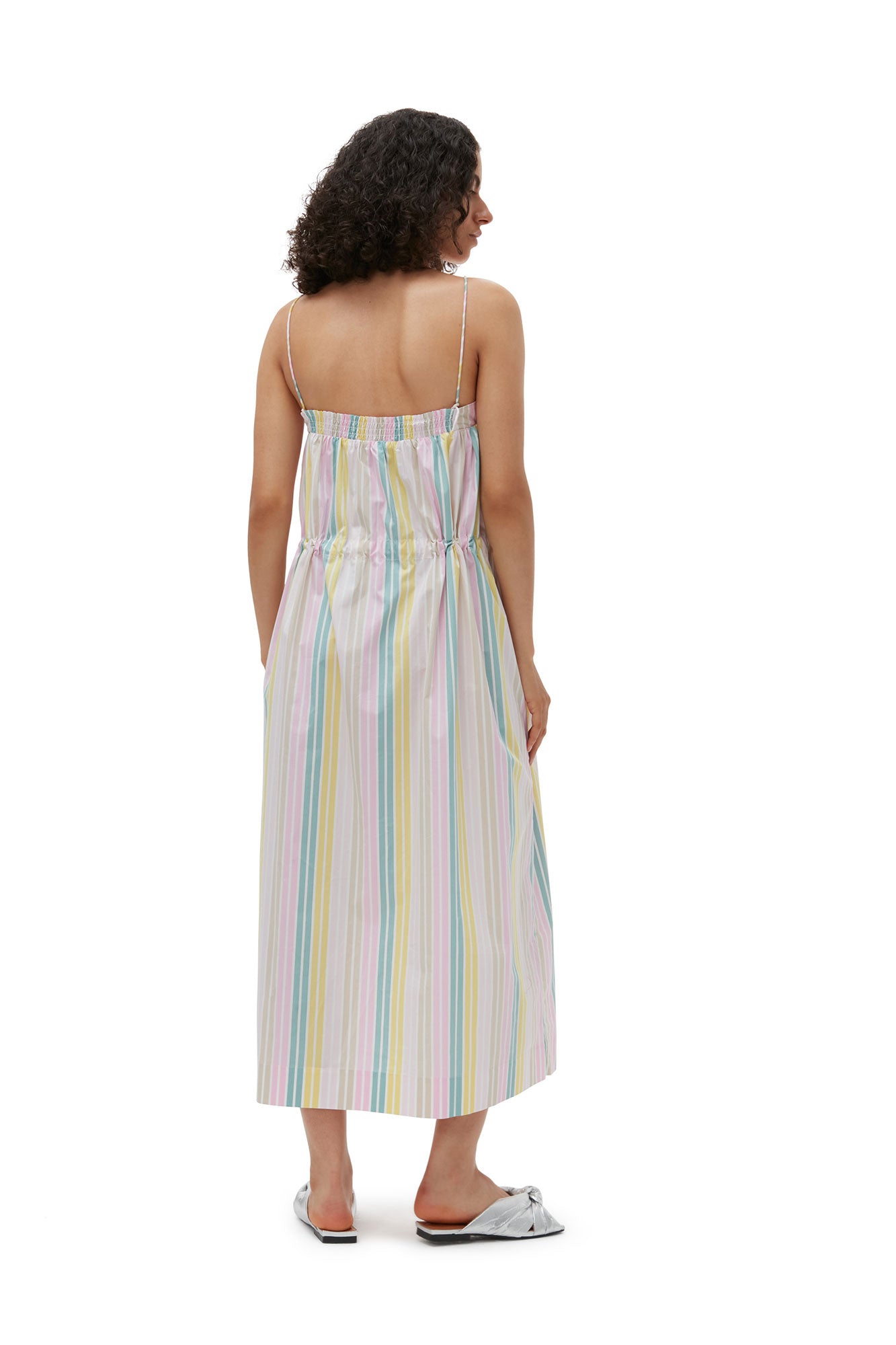 Stripe Cotton Maxi Strap Dress | Multicolor