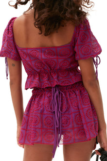 Broderie Anglaise Cropped Top | Sparkling Grape