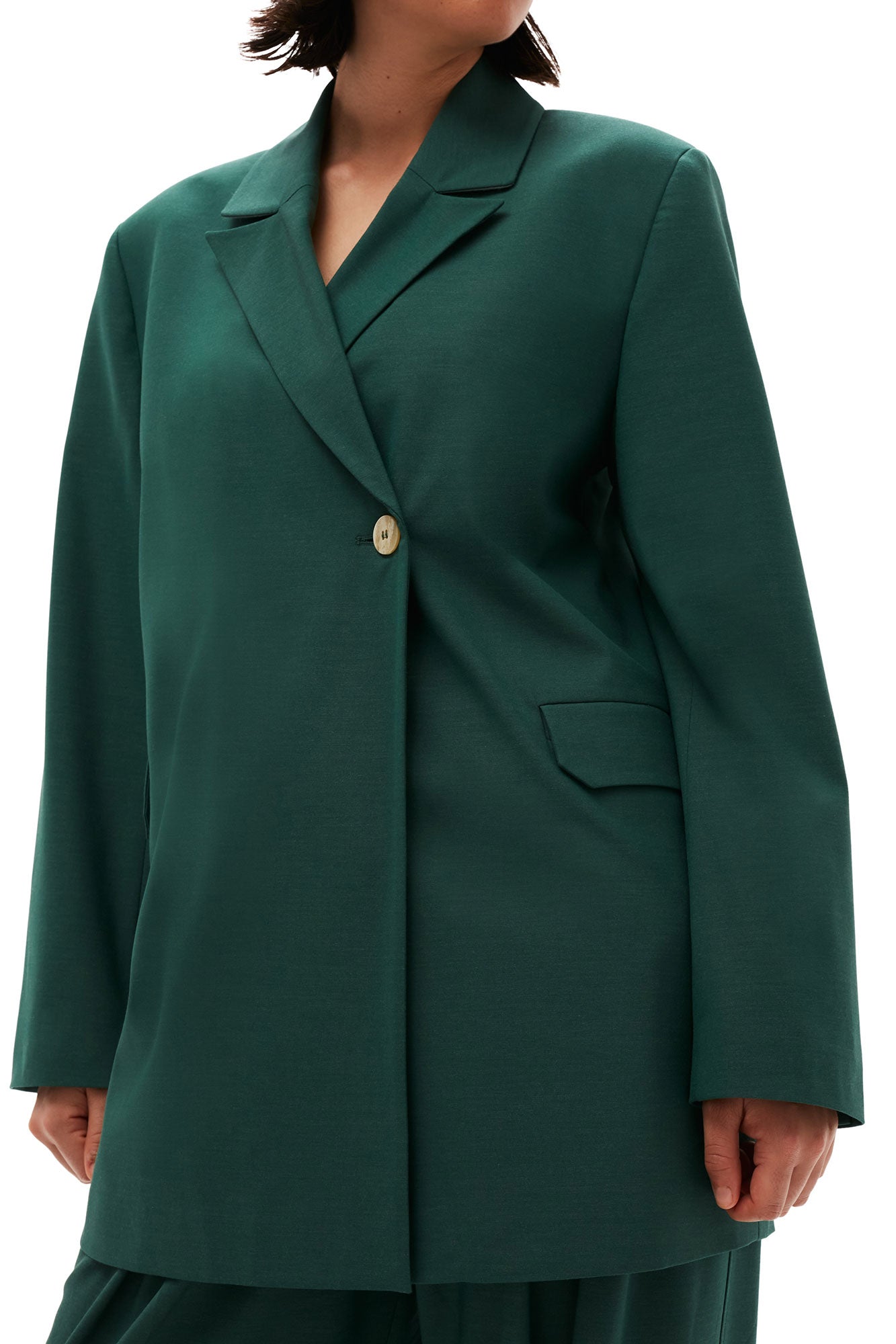 Drapey Melange Blazer | Trekking Green