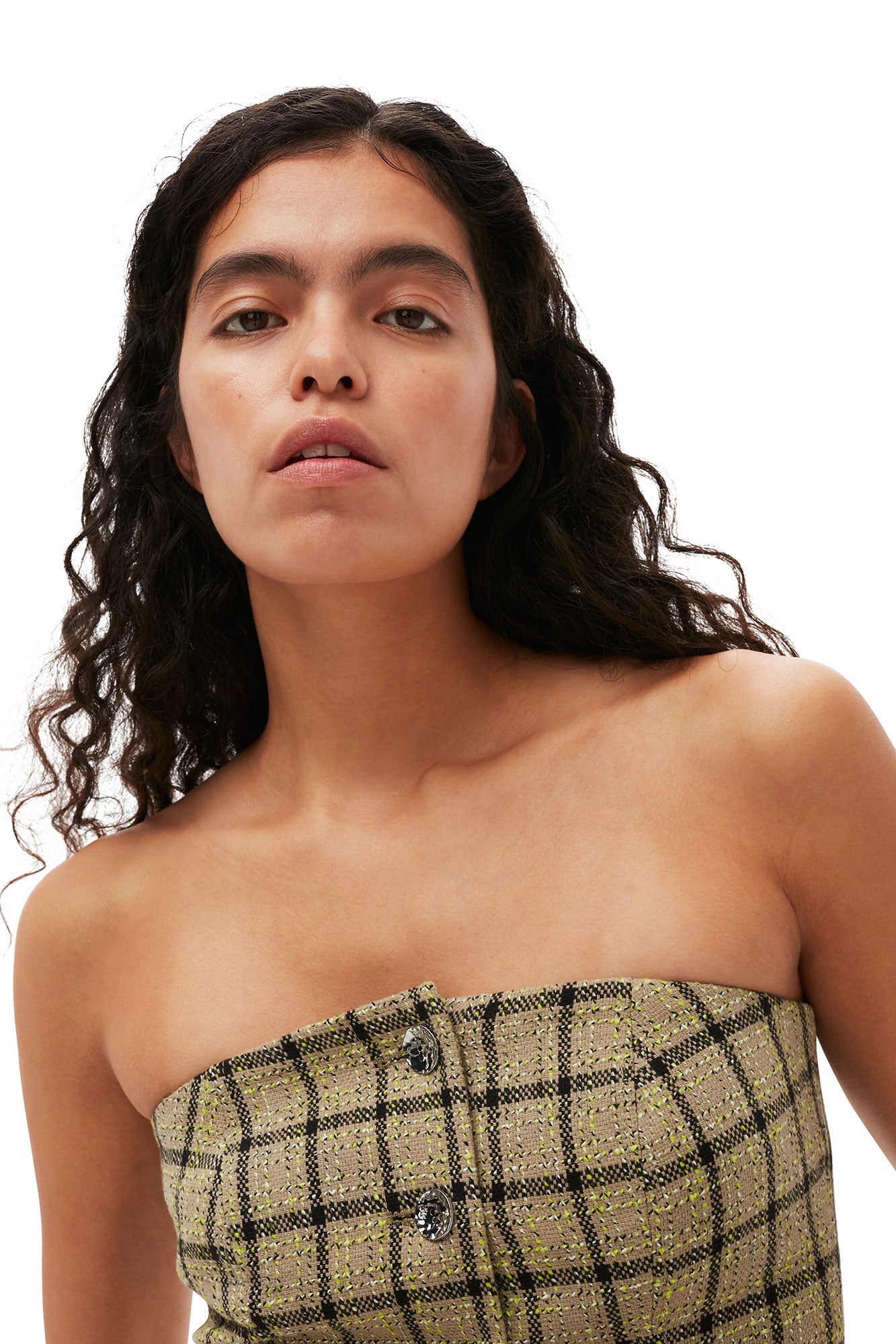 Check Suiting Strapless Top | Tender Shoots