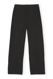 Drapey Melange Loose Mid Waist Pleat Pants | Black