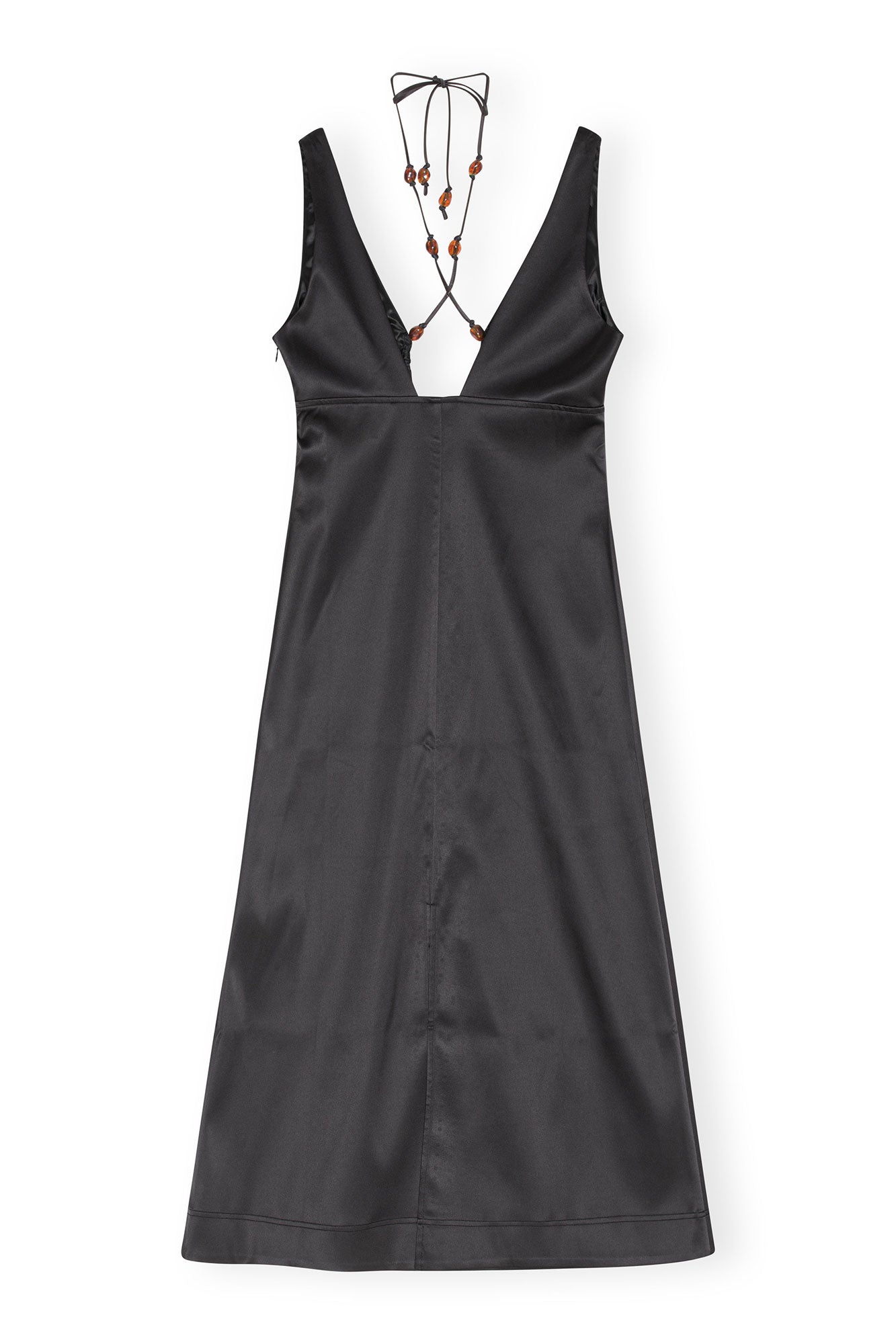 Double Satin Halter-Neck Dress | Black