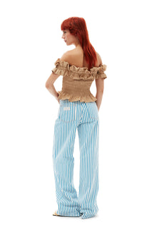 Cotton Poplin Off-Shoulder Smock Top | Curds and Whey