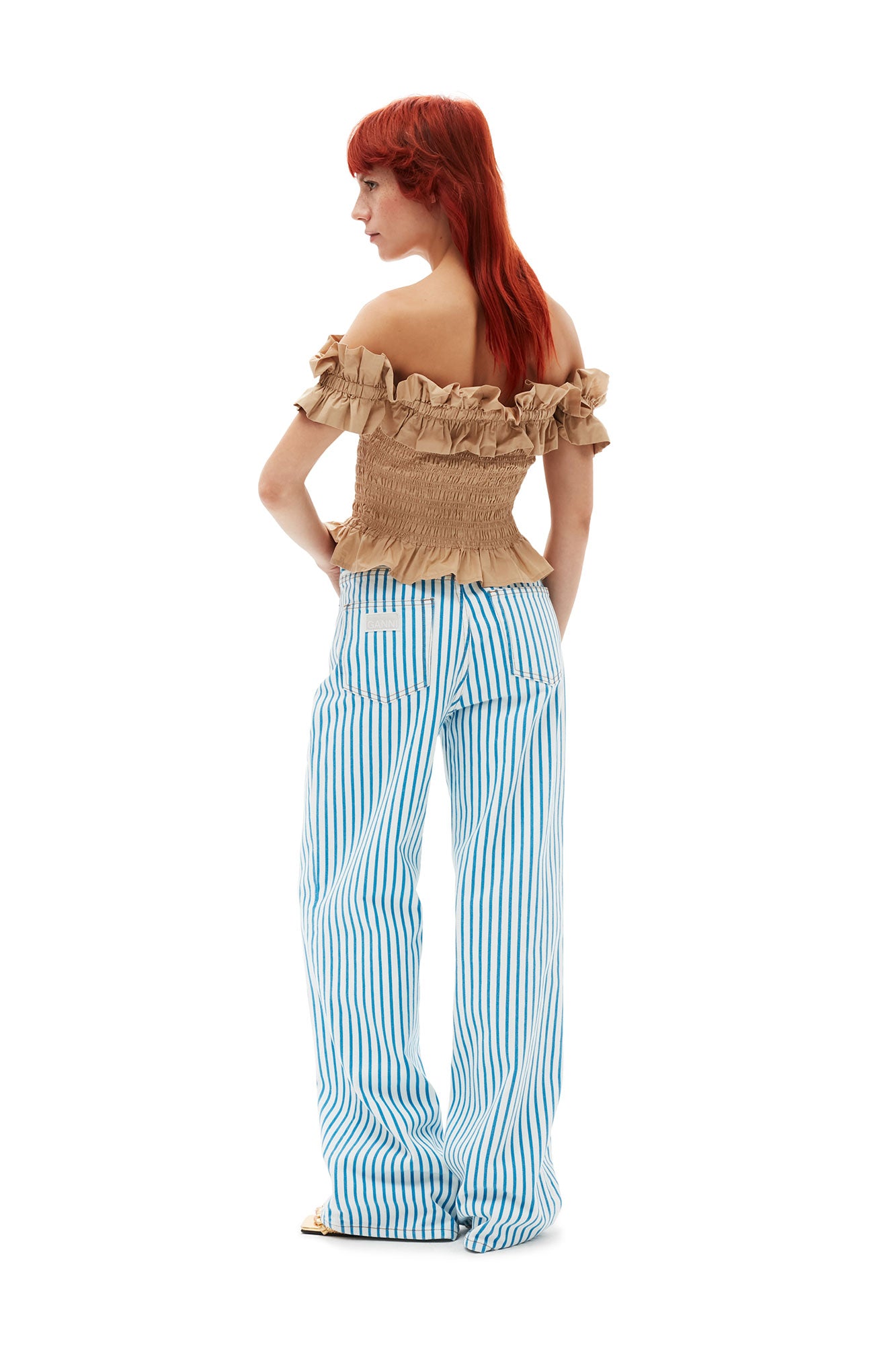 Cotton Poplin Off-Shoulder Smock Top | Curds and Whey