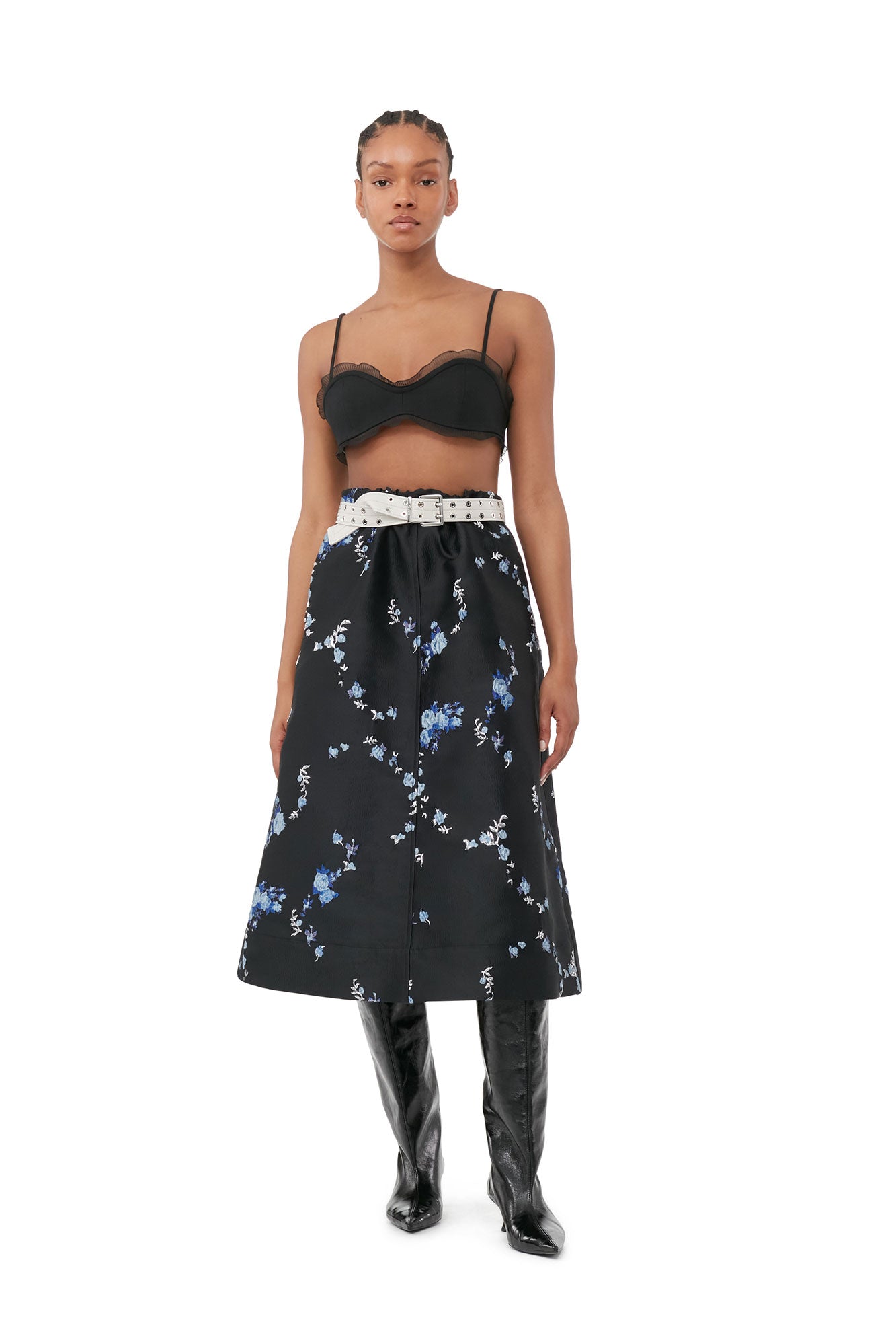 Cotton Suiting Strap Top | Black