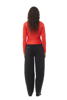 Crinkled Satin V-Neck Shirt | Grenadine