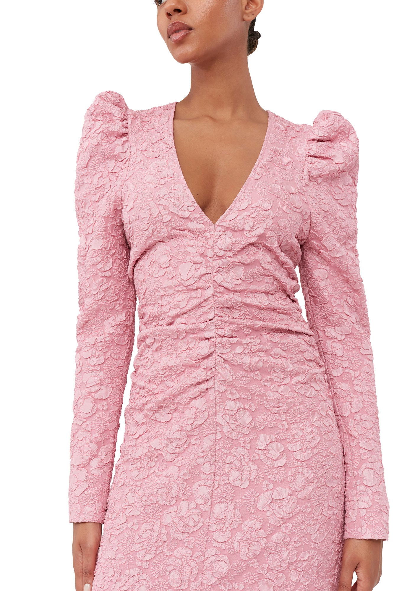 Stretch Jacquard V-Neck Mini Dress | Orchid Smoke