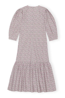 Printed Cotton V-Neck Maxi Dress | Frost Gray