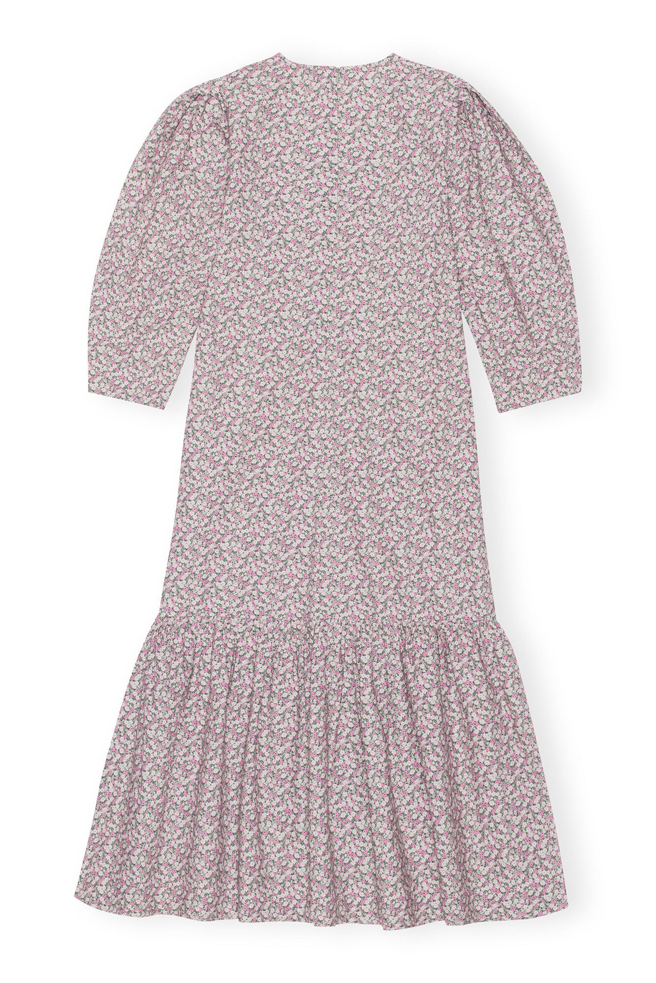 Printed Cotton V-Neck Maxi Dress | Frost Gray