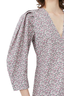 Printed Cotton V-Neck Maxi Dress | Frost Gray