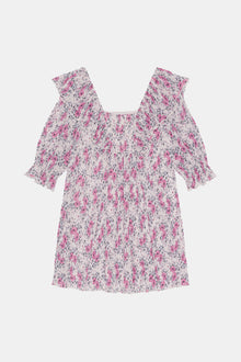 Pleated Georgette Ruffle Mini Dress | Mauve Chalk