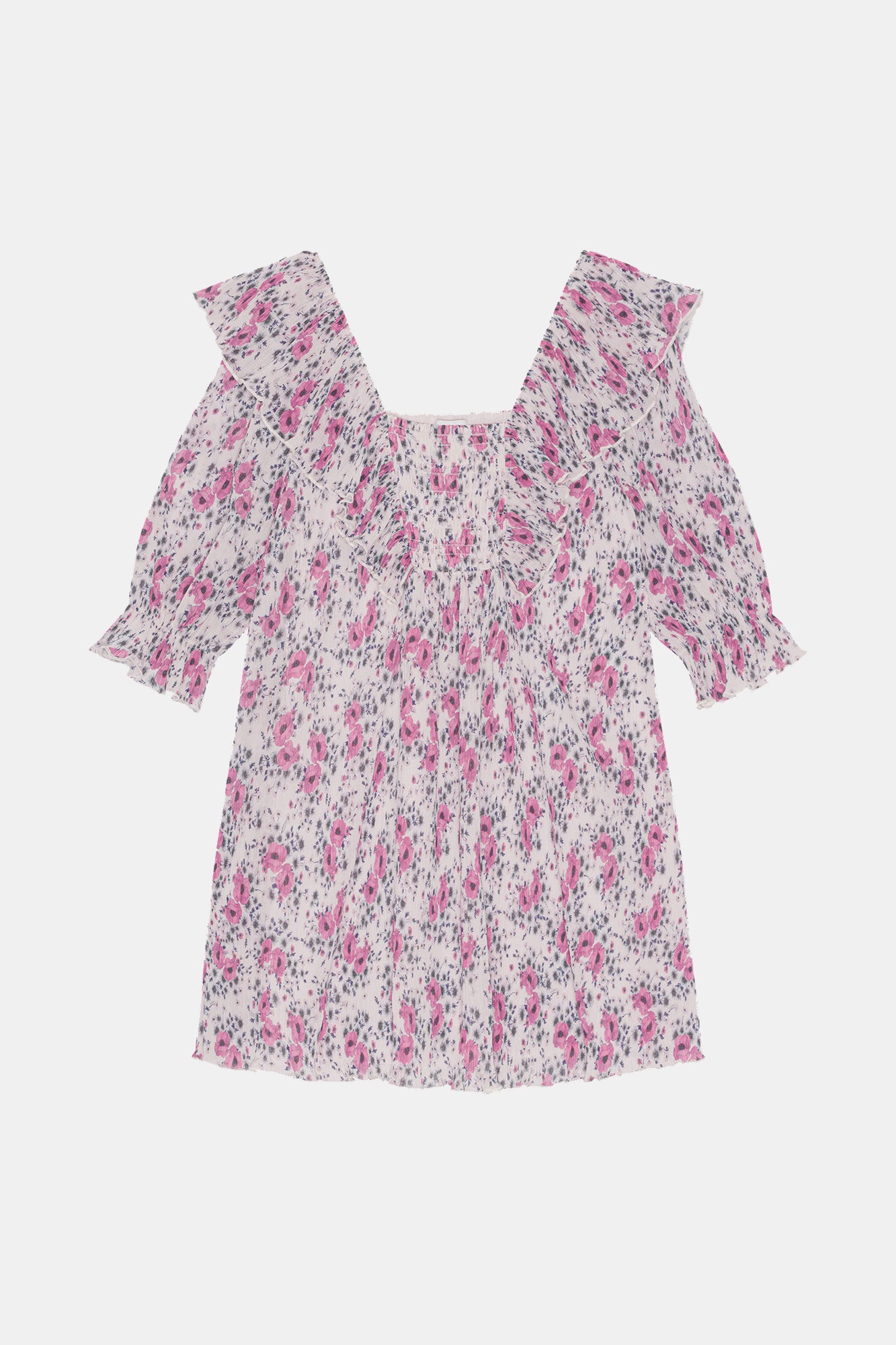 Pleated Georgette Ruffle Mini Dress | Mauve Chalk