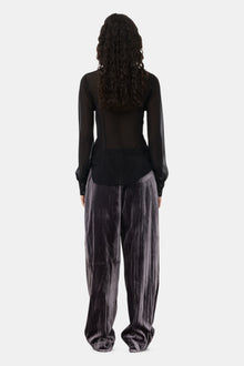 Chiffon Center Ruffle Shirt | Black