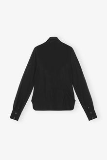 Chiffon Center Ruffle Shirt | Black