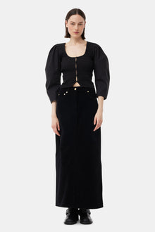 Cotton Poplin Smock Blouse | Black