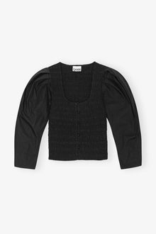 Cotton Poplin Smock Blouse | Black