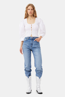 Cotton Poplin Smock Blouse | Bright White