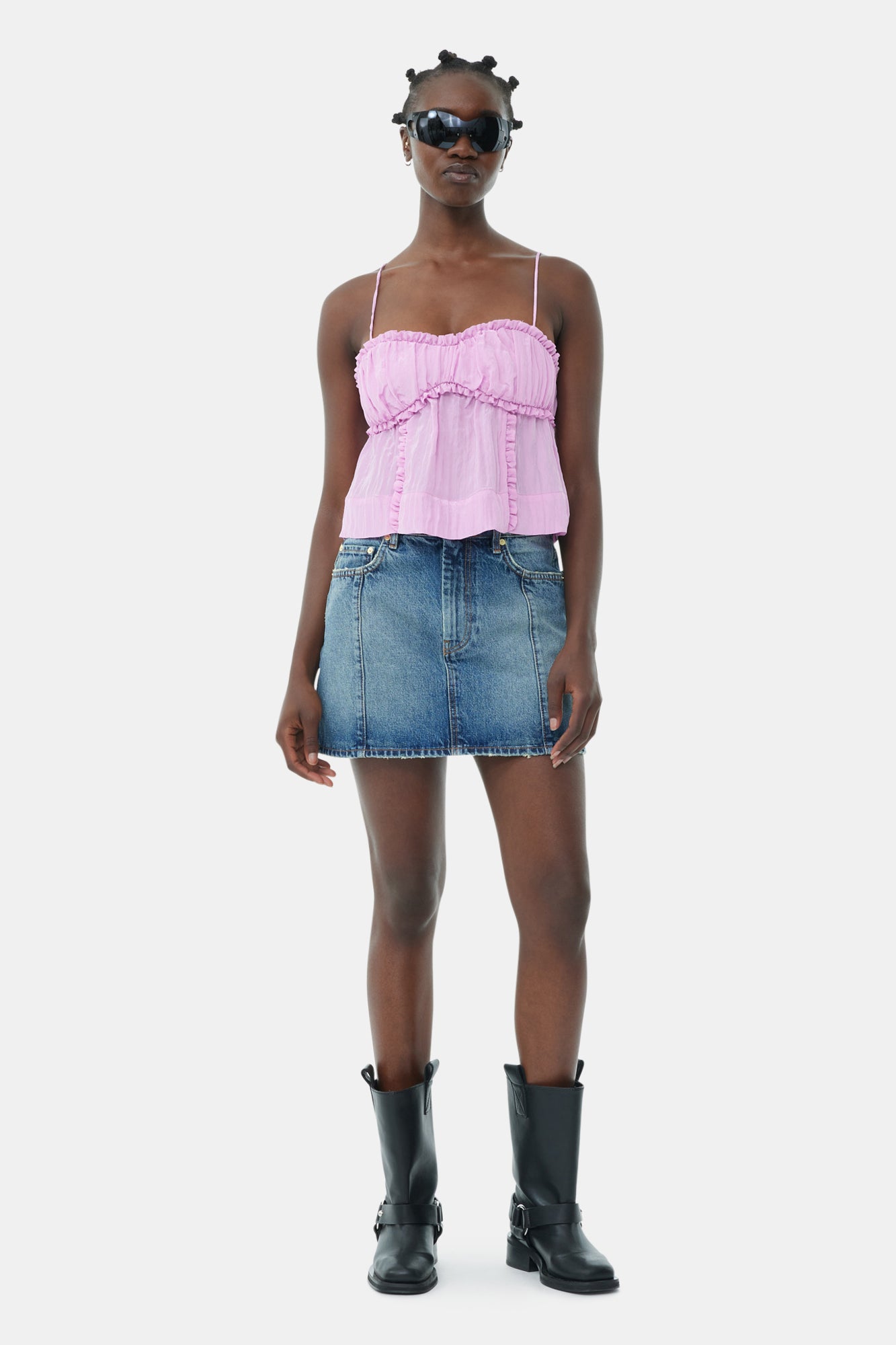 Shiny Tech Strap Top | Lilac Sachet