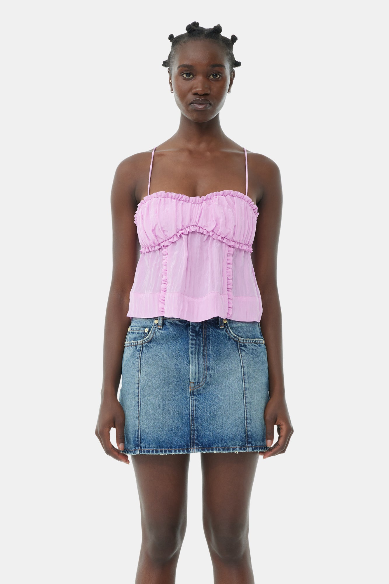 Shiny Tech Strap Top | Lilac Sachet