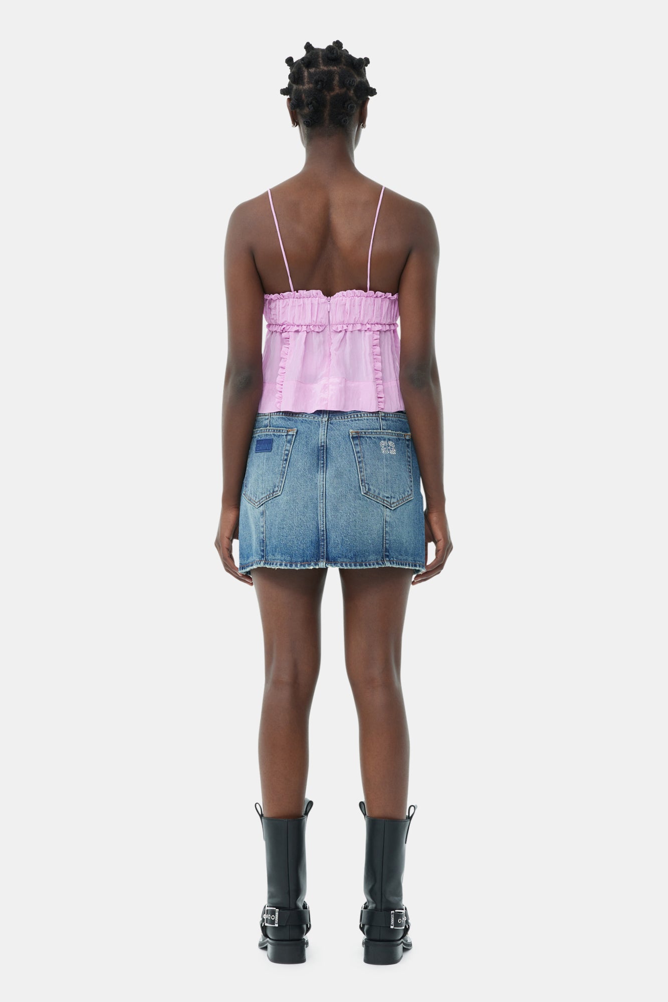 Shiny Tech Strap Top | Lilac Sachet